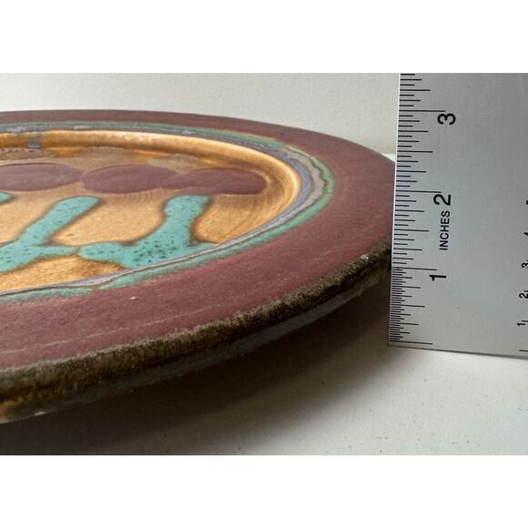 D. Lasser Ceramics Signed Yellow/Red Tulip Green Stems Pottery Large Platter 16” - Picture 11 of 11